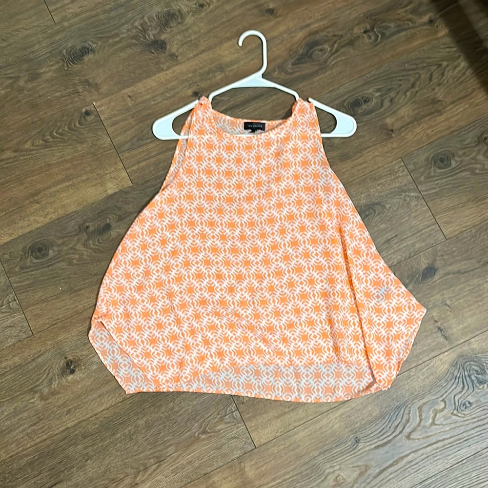 Sleeveless Coral and White Blouse from The Limited